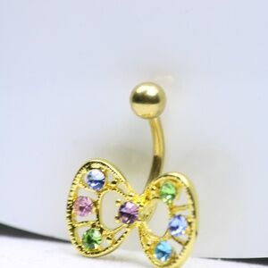 Cute Glitter Bow Gold Plated Belly Piercing New